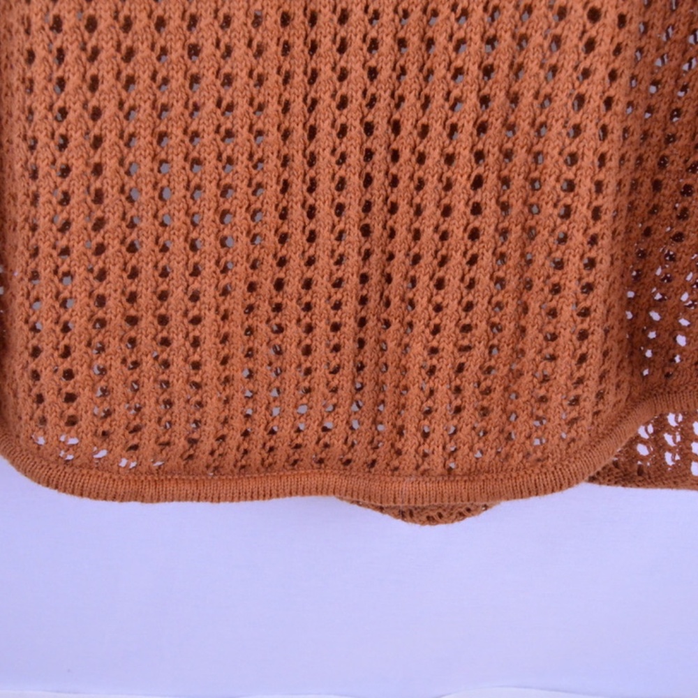 Jeanne Pierre burnt orange open knit sweater sz M - Picture 7 of 7